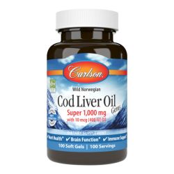 Carlson Labs Wild Norwegian Cod Liver Oil Gems 1000mg Softgels 100