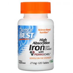 Doctor's Best High Absorption Iron 27mg Tabs 120