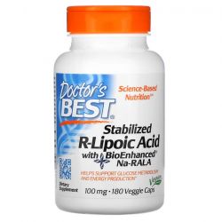 Doctor's Best Stabilized R-Lipoic Acid with BioEnhanced Na-RALA 100mg Vcaps 180