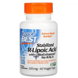 Doctor's Best Stabilized R-Lipoic Acid with BioEnhanced Na-RALA 200mg Vcaps 60