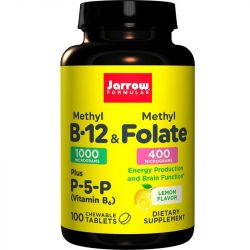 Jarrow Formulas Methyl B12 & Methyl Folate 400mcg Lemon Lozenges 100