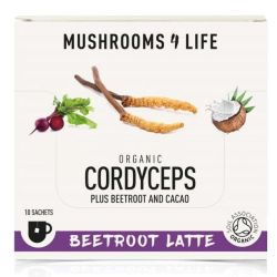Mushrooms4Life Organic Cordyceps Beetroot Latte Sachets 10