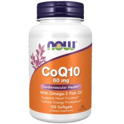 NOW Foods CoQ10 with Omega-3 60mg Softgels 120