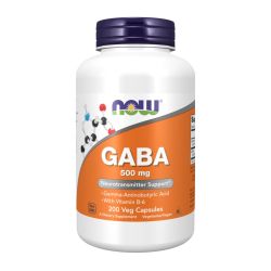 NOW Foods GABA with Vitamin B6 500mg Capsules 200