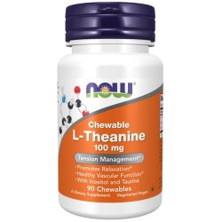 NOW Foods L-Theanine with Inositol and Taurine 100mg Chewables 90