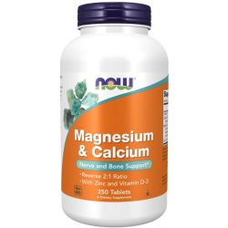 NOW Foods Magnesium & Calcium with Zinc and Vitamin D3 Tablets 250