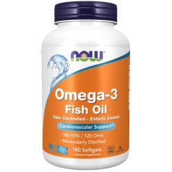 NOW Foods Omega-3 Enteric Coated Softgels 180
