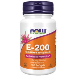 NOW Foods Vitamin E-200 Natural Mixed Tocopherols Gels 100