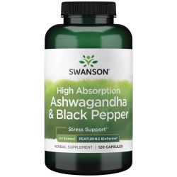 Swanson High Absorption Ashwagandha & Black Pepper Capsules 120