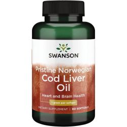 Swanson Pristine Norwegian Cod Liver Oil 1000mg Softgels 60
