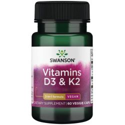 Swanson Vitamins D3 & K2 50mcg & 75mcg Capsules 60