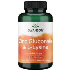 Swanson Zinc Gluconate & L-Lysine Capsules 90
