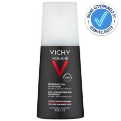 Vichy Homme Ultra Fresh Deodorant Spray 100ml recommended by dermatologists