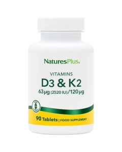 Nature's Plus Vitamin D3 2500iu with K2 120mcg VCaps 90