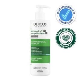 Vichy Dercos Anti-Dandruff Shampoo for Normal to Greasy Hair 390ml recommended by dermatologists